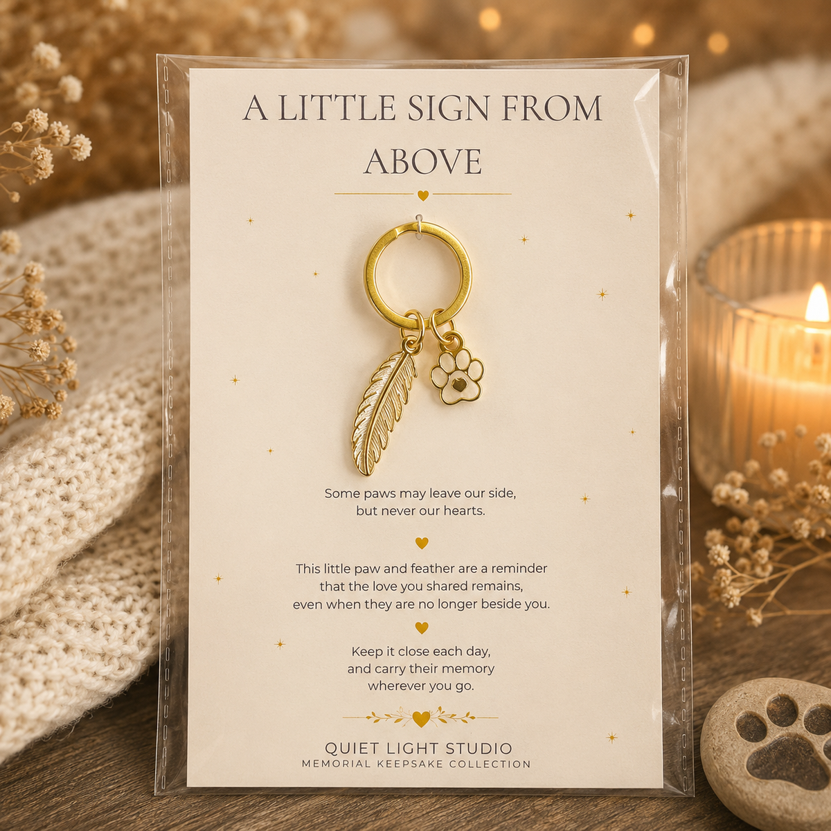 Pet Memorial Keyring | Paw & Feather | A Little Sign From Above
