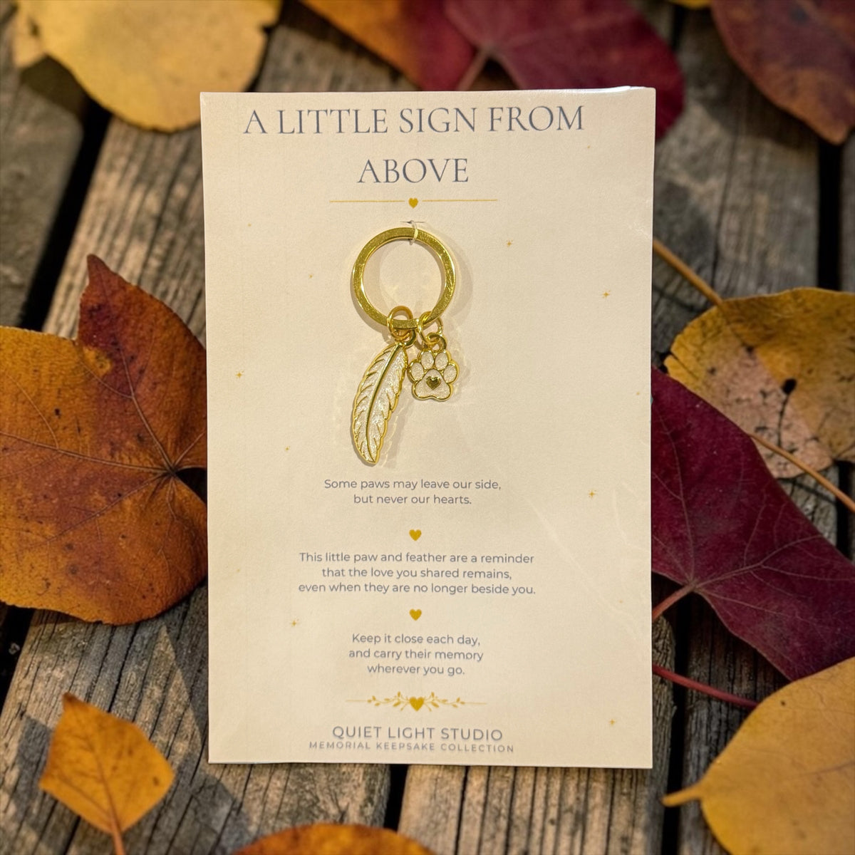 Pet Memorial Keyring | Paw & Feather | A Little Sign From Above