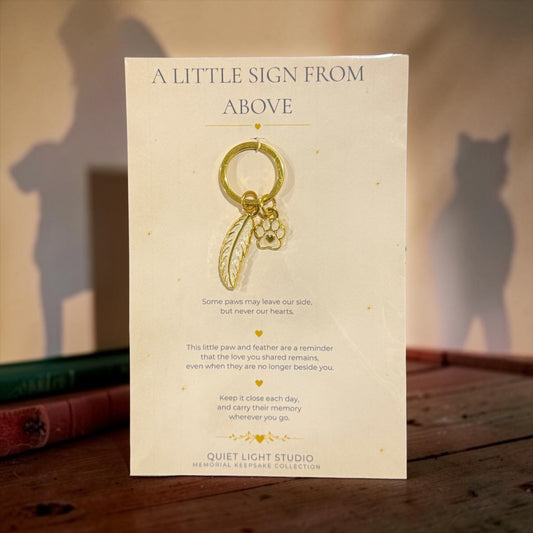 Pet Memorial Keyring | Paw & Feather | A Little Sign From Above